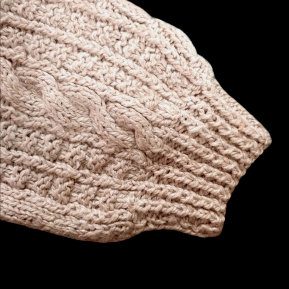 Handmade Cable Knit Long Slouchy Fuzzy Wool Cardigan Ribbed Cuffs Oatmeal Color - Picture 9 of 13